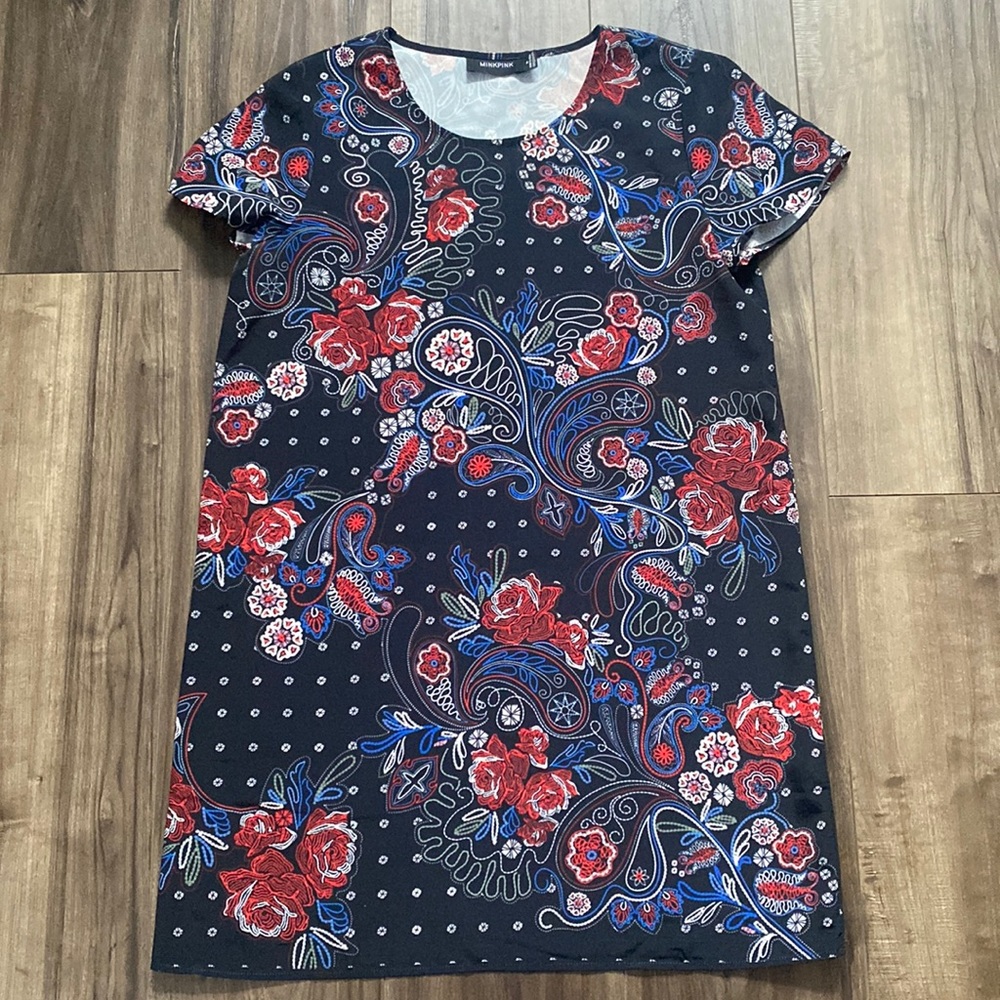 MinkPink Shift dress in navy floral